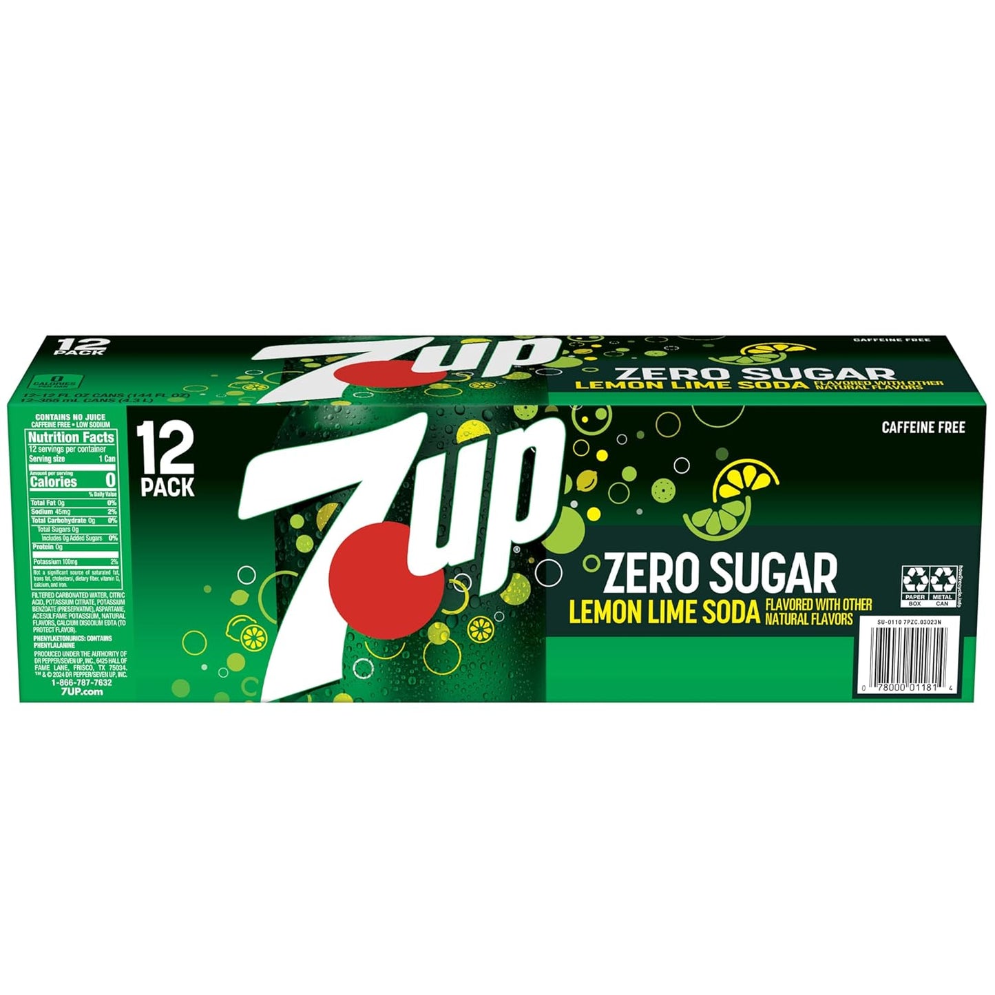 7UP Zero Sugar Soda, 12-Pack – Lightweight Beverage Supply for Backyard Gatherings