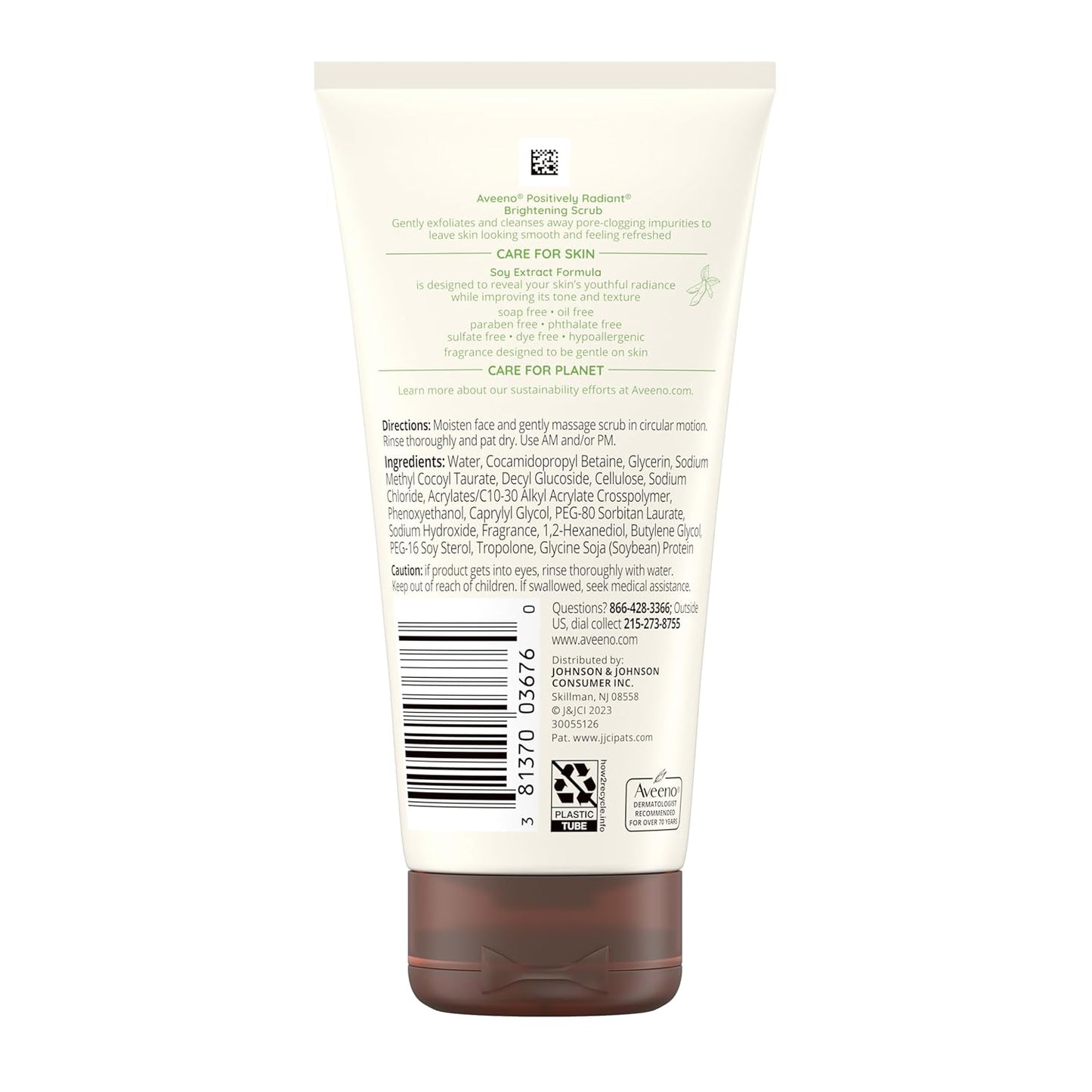 Aveeno Positively Radiant Facial Scrub for Evening Wind-Down and Sensitive Skin Self-Care