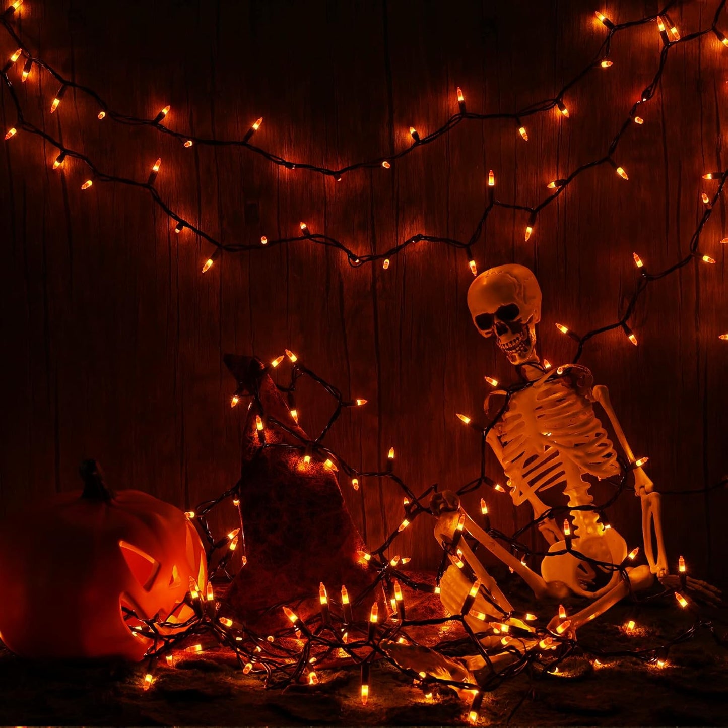 Brizled Candy Corn Lights – Spooky Seasonal Home Aesthetic for Fireplace Mantel and Bookshelf Styling