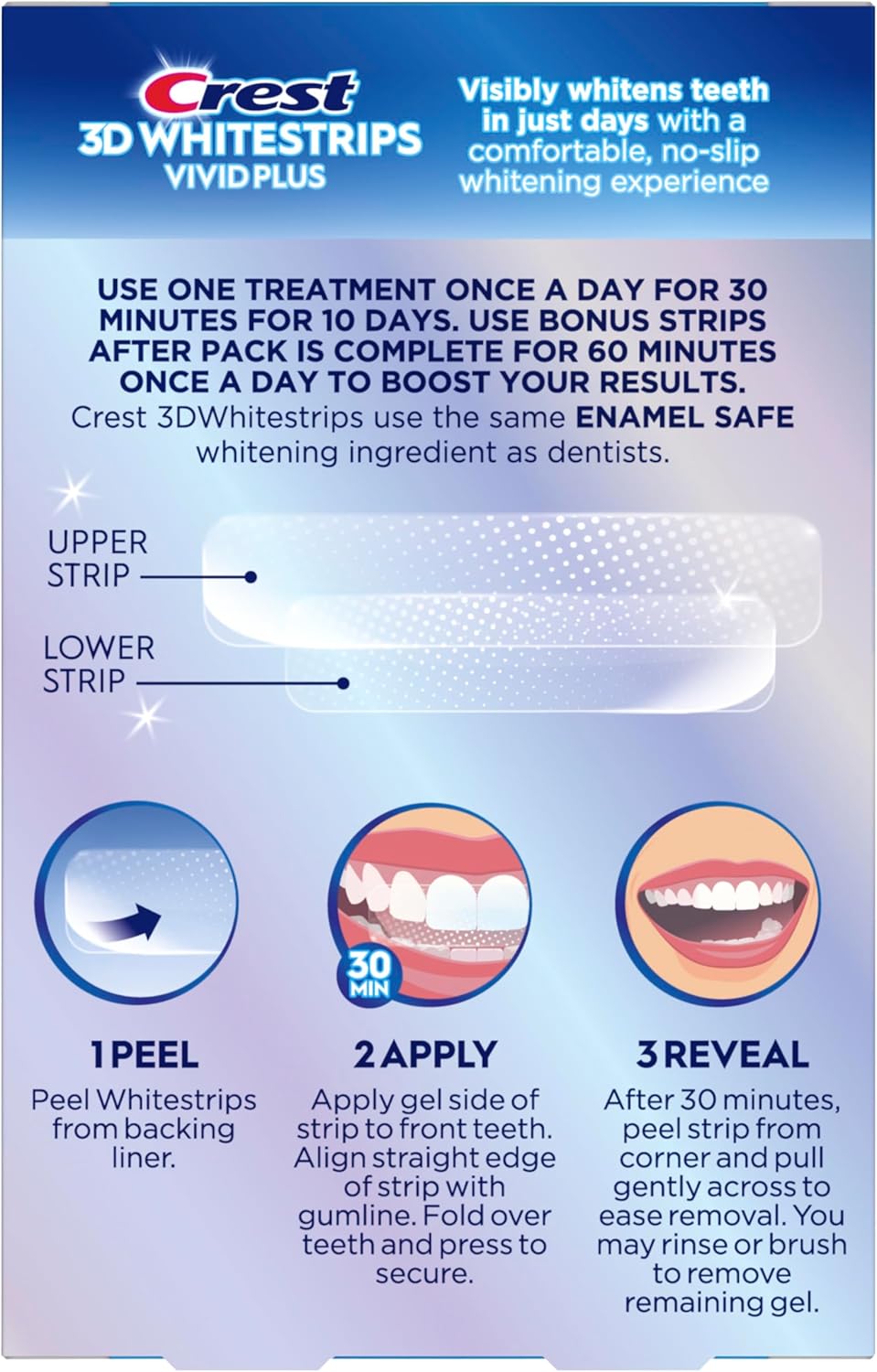 Crest 3D Whitestrips Vivid Plus – Luxury At-Home Whitening, Clinically Proven 8 Levels Whiter