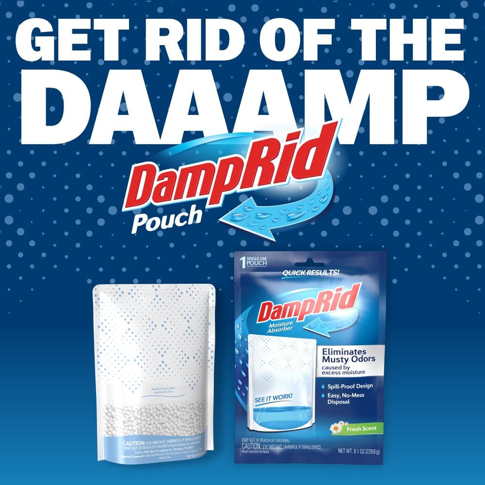 DampRid Fresh Scent Single-Use Pouch Practical Birthday Gift for Mom, Closet and Bathroom Musty Odor Solution