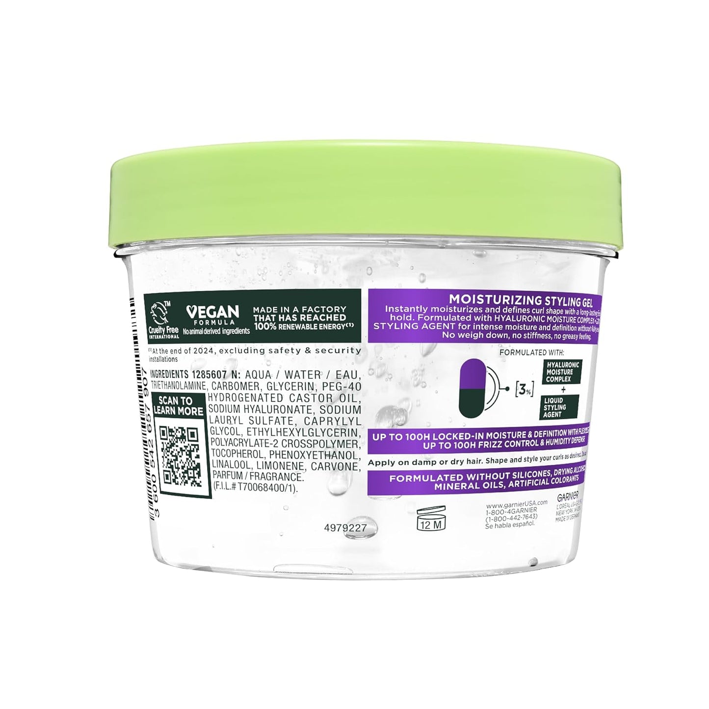 Garnier Fructis Flexi Hold Curls Gel – Non-Crunchy Curly Hair Gel for Evening Wind-Down Vanity, 100-Hour Moisture Lock
