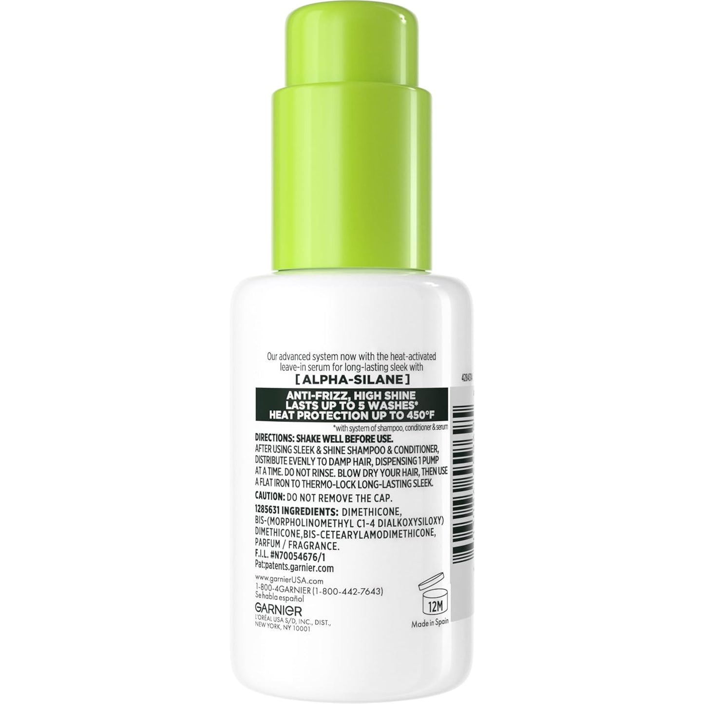 Garnier Fructis Sleek and Shine Sleek and Stay Hair Serum – Practical Stocking Stuffer for Frequent Heat Stylers, Heat Protectant