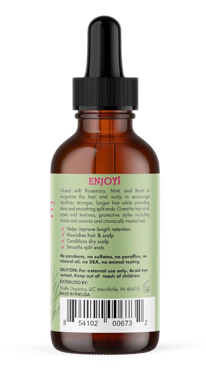 Mielle Organics Biotin Hair Oil – Herbal Rosemary & Peppermint Aroma for Meditation Self-Care