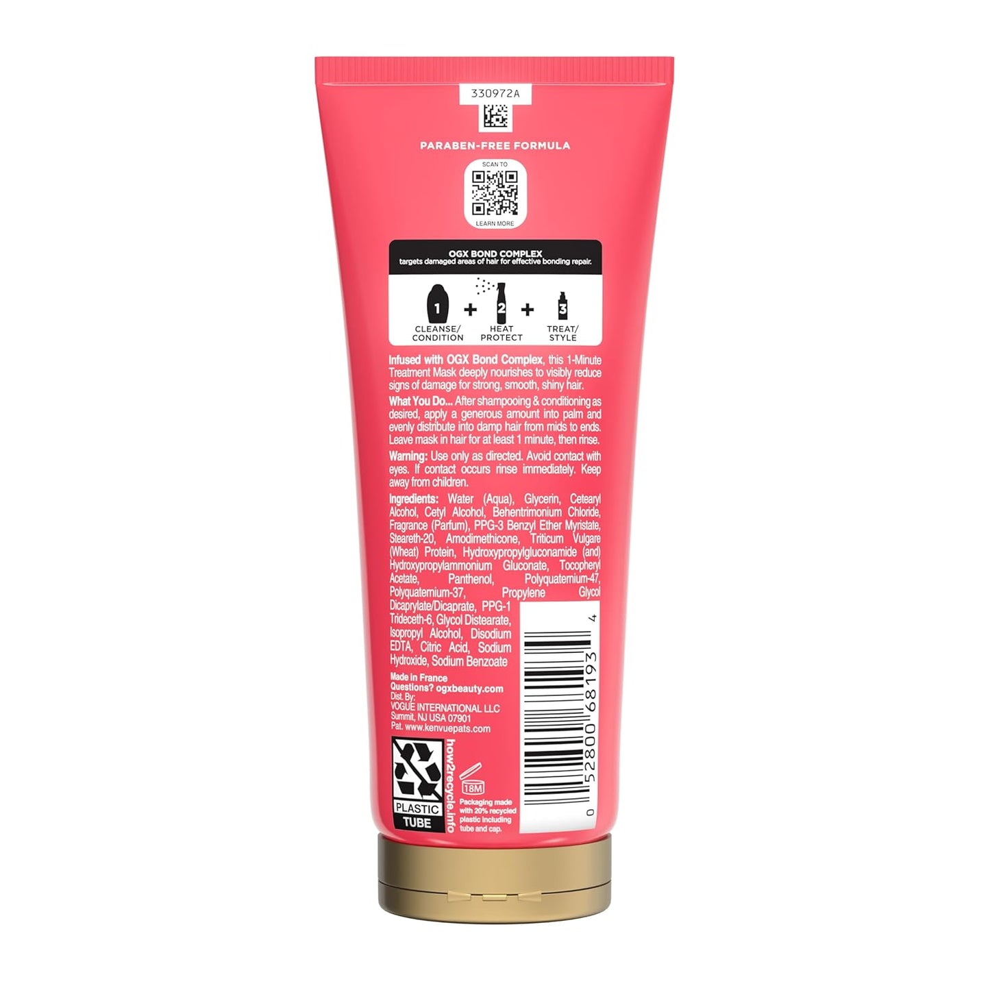 OGX Bond Protein Repair 1-Minute Treatment Mask – Mother's Day Self-Care Gift for Color-Treated Moms