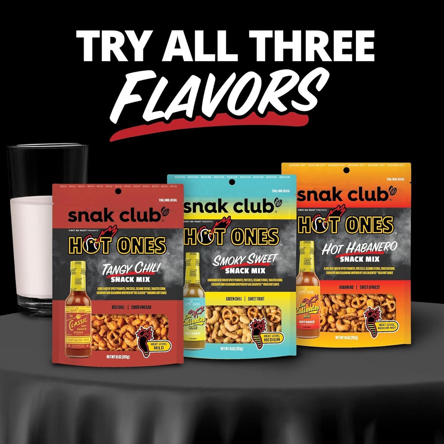 Snak Club x Hot Ones Hot Habanero Snack Mix – Plant-Based Afternoon Pick-Me-Up with Appleswood Jalapeño and Tart Apricot for Wellness-Minded Snackers, 10 oz Bag