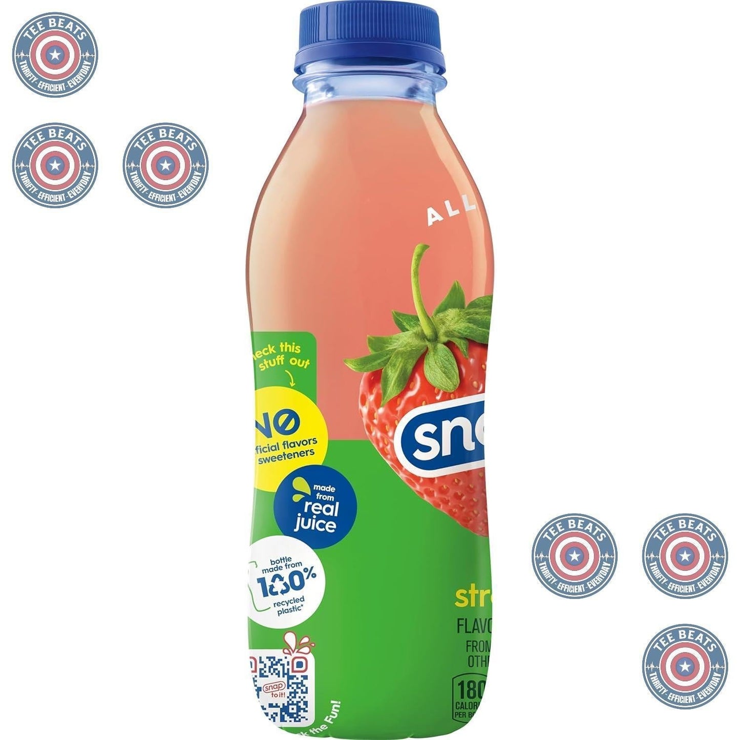 Snapple Kiwi Strawberry 16 Fl Oz Recycled Plastic Bottles 12 Pack - Bulk Conference Room Drink for Shared Workplace Kitchens
