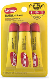 Carmex Classic Lip Balm, 0.35 Ounce (Pack of 3) – Wind and Sun Defense for Construction Sites and Job Sites