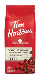 Tim Hortons Whole Bean Original Medium Roast Coffee – Valentine's Day Gift for Canadian Expats, 12 oz Bag