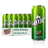 Mtn Dew AMP Energy Drink – Guilt-Free Citrus Energy with Added B6 and B12, 16 oz Slim Can 12-Pack