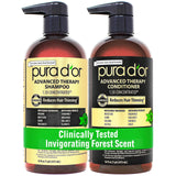 PURA D'OR Hair Regrowth Shampoo & Conditioner – Botanical Wellness Duo for Stress-Related Thinning, 16oz Therapeutic Set