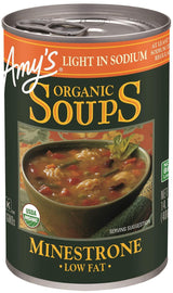 Amy's Organic Light in Sodium Minestrone – Shelf-Stable Desk Lunch for Home Office and Hybrid Workers, 14.1 oz