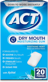 ACT Dry Mouth Gum – Calming After-Coffee Chew for Soothing Dry Mouth, Soothing Mint 20 Count
