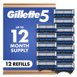 Gillette 5 Men's Razor Blade Refills, 12 Count – Daily Self-Care Refills for Men, Comfort-First Shave