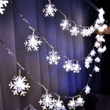 WesGen 40 LED Snowflake Lights in White – Clean Seasonal Accent for Uncluttered Bedroom & Mantel, Steady On Mode