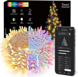BrizLabs Color Changing Smart Christmas Lights – Cozy Home Atmosphere String Lights, 98ft 300 LED Warm White and Multicolor with Music Sync