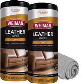 Weiman Leather Cleaning Wipes - Bedroom and Den Leather Care for Headboards, Accent Chairs, and Library Seating with Sun Fade Defense