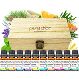PURA D'OR USDA Organic Essential Oil Set – Neutral-Tone Wood Box for Intentional Living