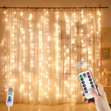 YEOLEH Neutral Tone Fairy Curtain Lights – Subtle Ambient Layer for Japandi, Scandinavian, and Modern Interiors