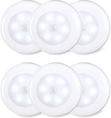 STAR-SPANGLED 6 Pack LED Night Lights – Battery Operated, Cool White Glow for Kids Room and Hallway Bathrooms