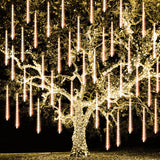 TW SHINE Cool Touch Christmas Meteor Lights 7V, No Heat Flame Free Blue LED Tubes for Bedroom Porch and Yard