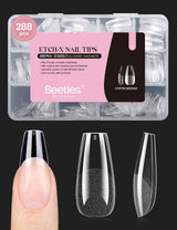 Beetles Gel Nail Tips Flat-X – Designer-Grade Coffin Nail Tips for an Indulgent Vanity Setup, 320-Piece Set with 16 Precision Sizes