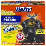 Hefty Ultra Strong 30 Gallon Trash Bags – Decor-Friendly Waste Bags with Subtle Fabuloso Lemon Fragrance, Drawstring Closure, 50 Count