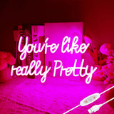 You like really pretty LED Neon Sign – Trendy Dorm Room Decor, Pink Neon Sign for College Apartment Walls