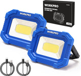 WORKPRO Magnetic Work Light for Mechanics and DIYers – 180° Rotating Stand, 2000LM, 2 Pack