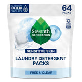 Seventh Generation Laundry Detergent Packs Unscented for Clutter-Free Laundry Closet, Single-Dose Packs for Less Waste, 45 Count