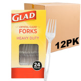 Glad Crystal Clear Forks – Lightweight Outdoor Cutlery for Picnic Tables, Hiking Lunches and Beach Parties, Pack of 12