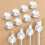 Lamicall Spring Cable Clips - Portable Adhesive Wire Organizer for Car Center Console and Outdoor Charging Stations, 12-Pack, White