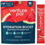Venture Pal Sugar Free Electrolyte Powder Packets – Office and Home Office Hydration Routine with 7 Electrolytes and 5 Vitamins, 16 Sticks