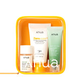 Anua Streamlined K-Beauty Set, Uncluttered Three-Piece Routine with Unscented Cleansers and Zero-Cast Sunscreen