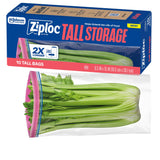 Ziploc Tall Food Storage Bags – Healthy Lifestyle Storage Bags for Carrots, Asparagus and Refrigerator Crisper Drawer
