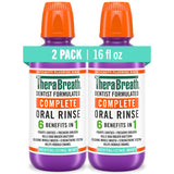 TheraBreath Oral Rinse 6-in-1 Benefits, Quick Alcohol-Free Fresh Breath Confidence for Workdays, 2 Pack
