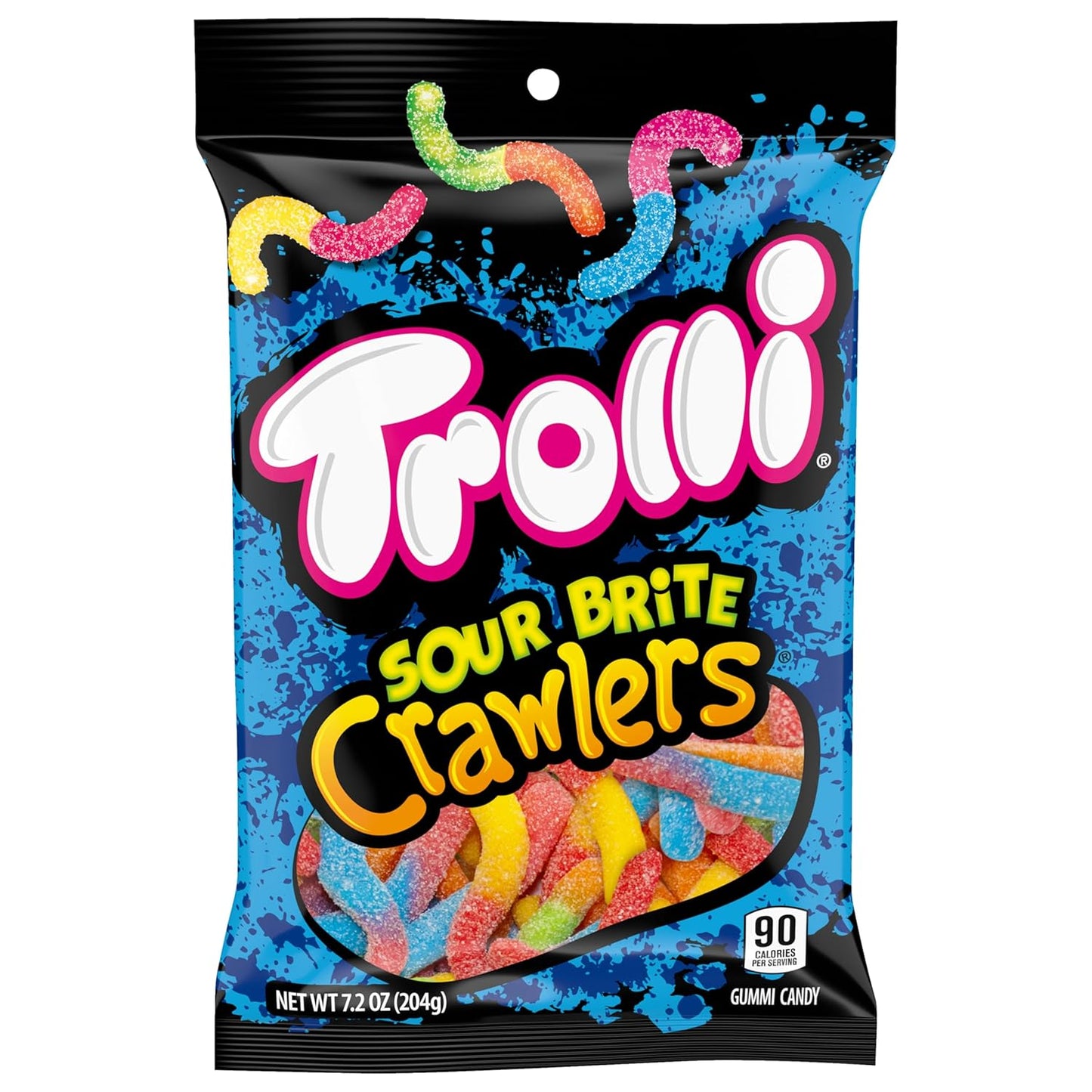Trolli Sour Brite Crawlers Sour Worms – Kids Snack for Candy Buffets, Piñatas and Classroom Treats, 7.2 oz Bag