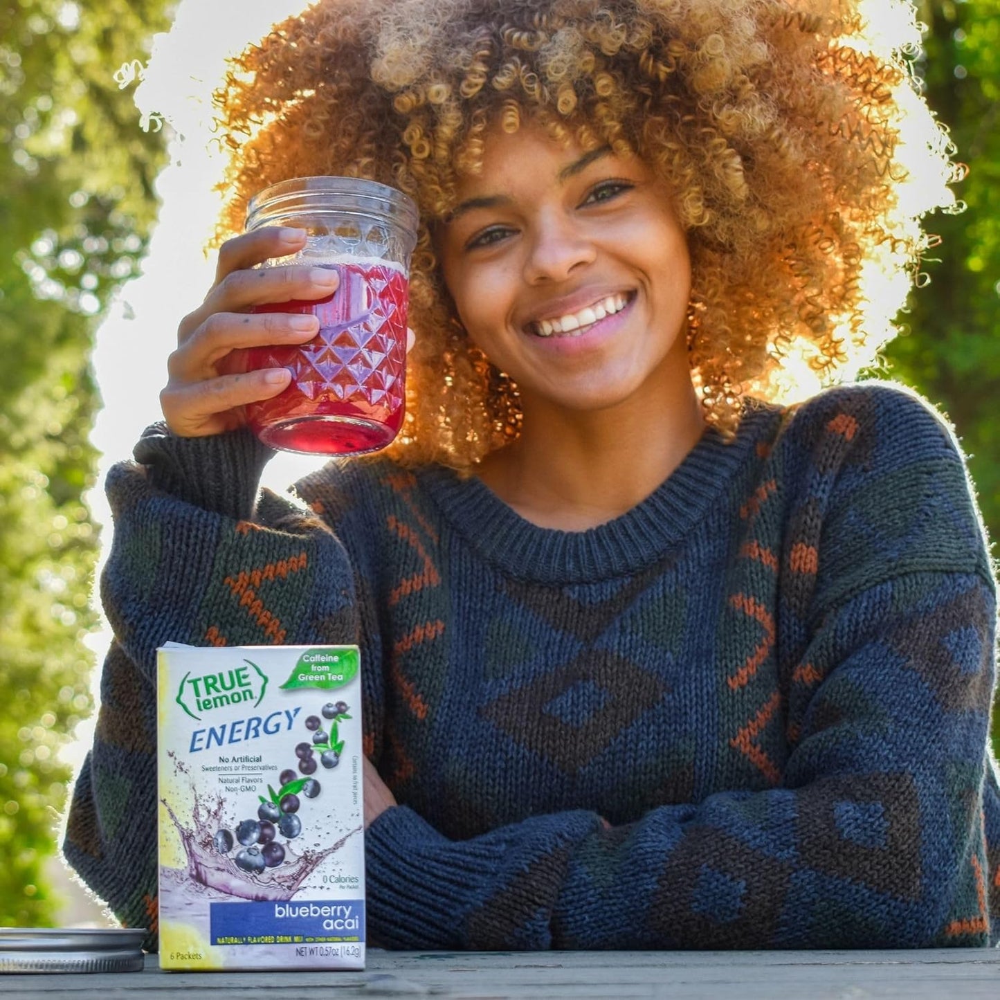 True Lemon Energy Blueberry Acai – Study and Work Hydration Stick Packs with 120mg Clean Green Tea Caffeine