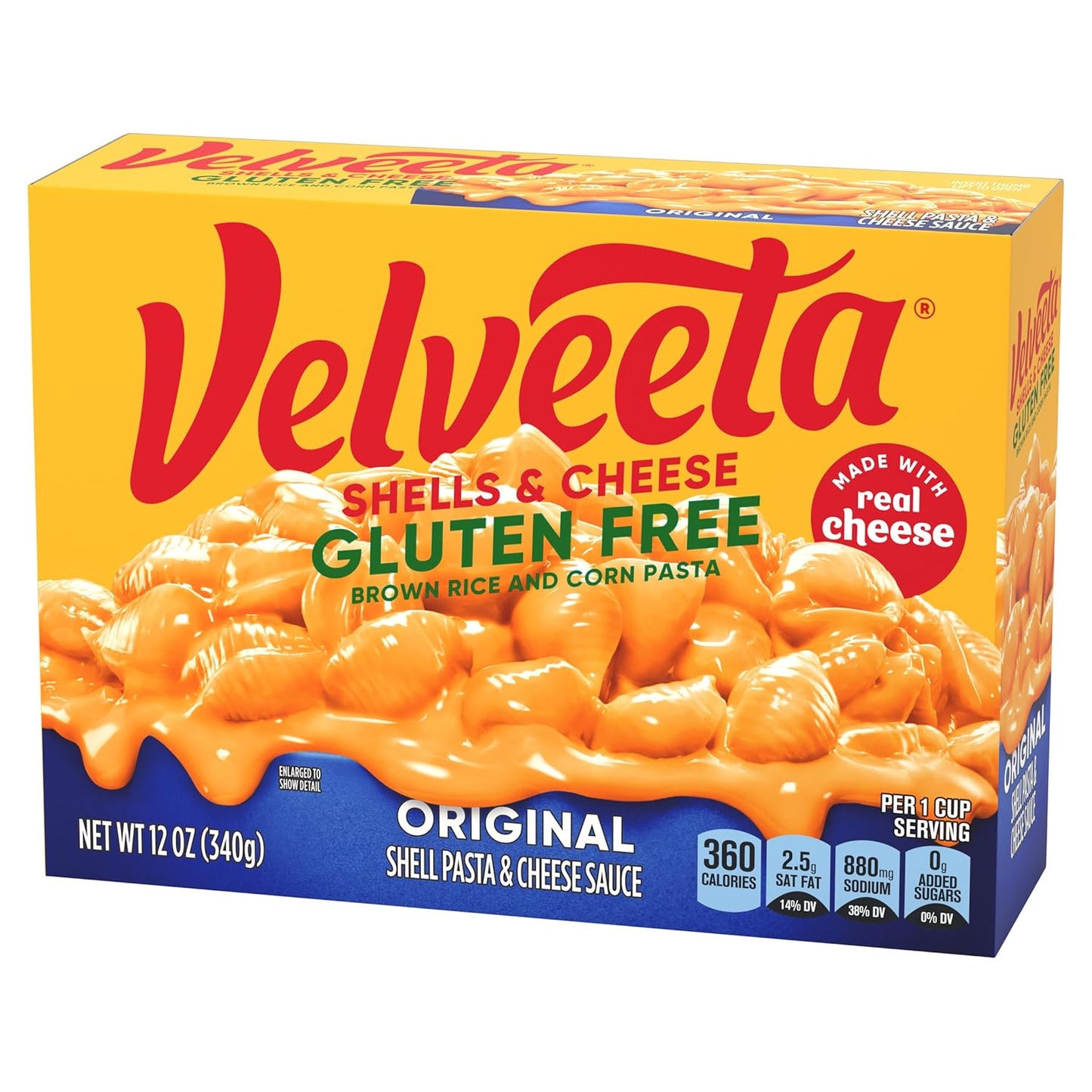 Velveeta Gluten Free Shells & Cheese, Self Care Dinner for Newly Diagnosed Celiac Adults, 12 oz Box