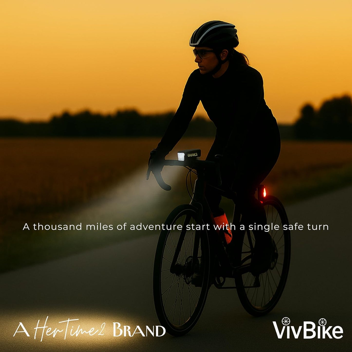 VivBike Minimal Bike Light Combo – 2.6-Inch USB Headlight and Tail Light for a Streamlined Look