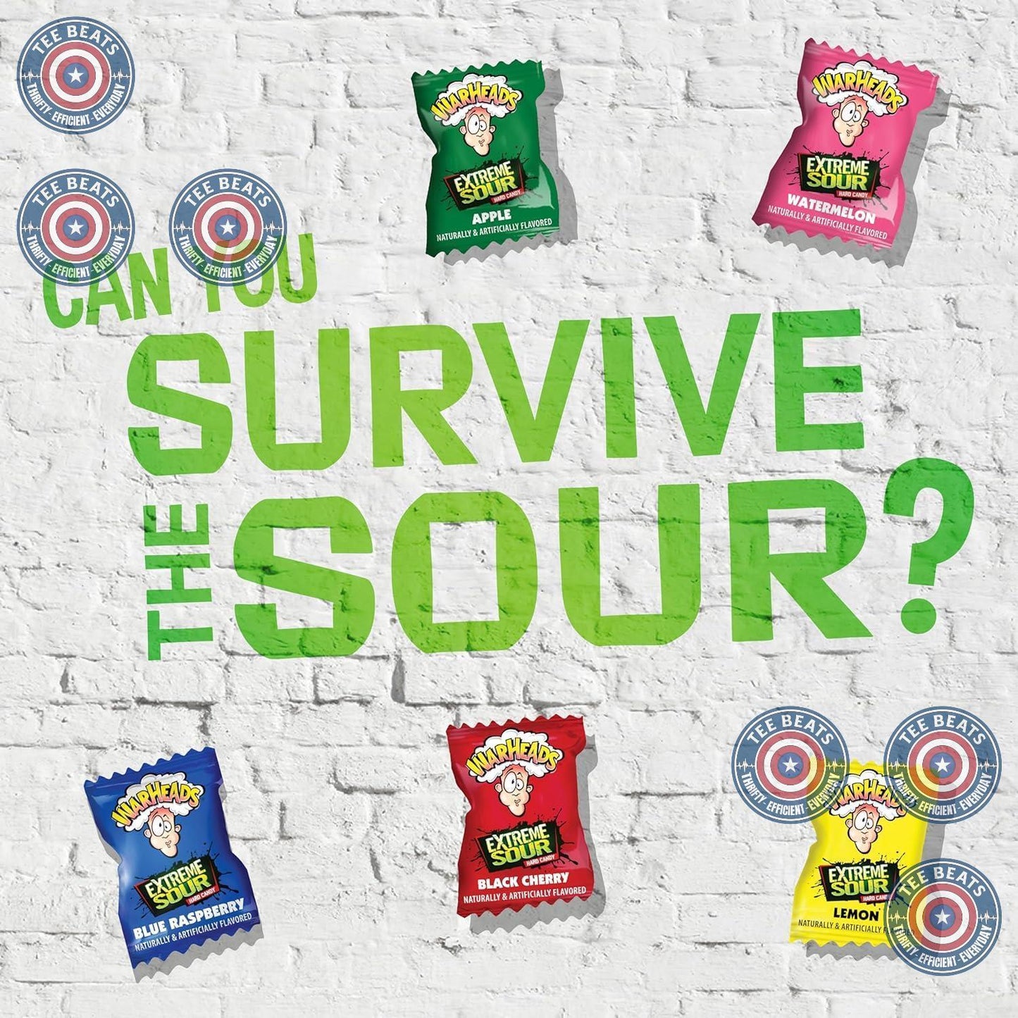 WARHEADS Extreme Sour Hard Candy Individually Wrapped 2 oz Bag Movie Night and Dorm Room Snack Gift