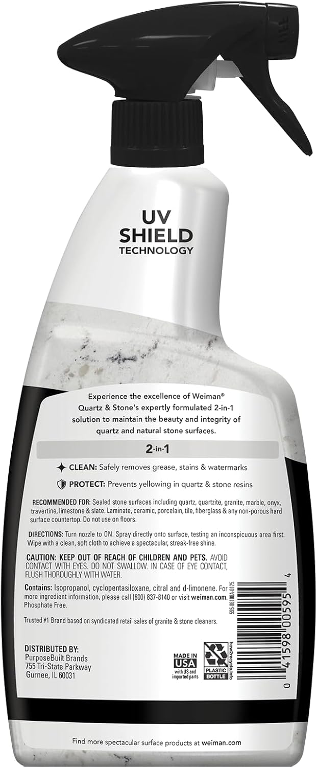 Weiman Quartz Countertop Cleaner & Polish – UV-Protected Finish for Sunlit Countertops and Open-Concept Living