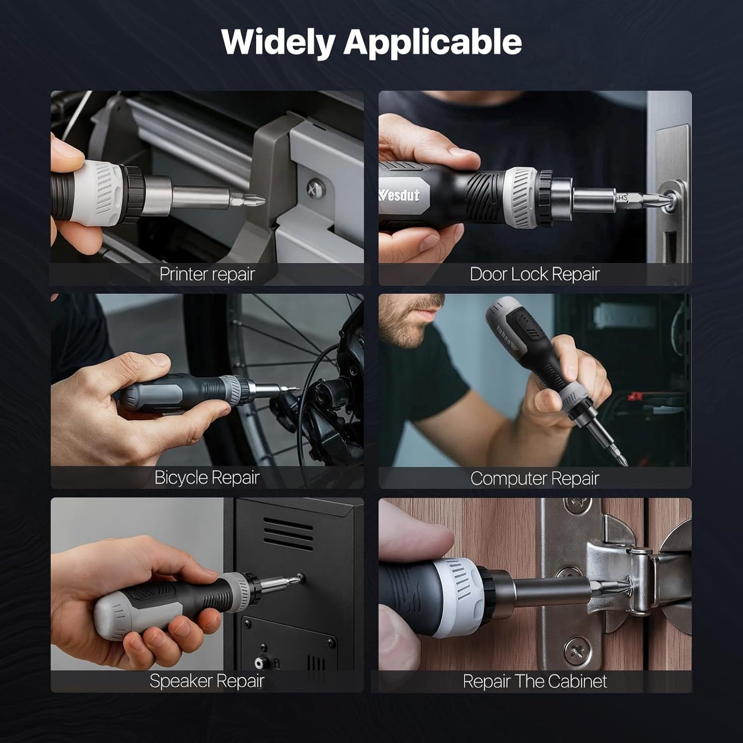Wesdut All-in-One Ratcheting Screwdriver – Single Tool for Every Household Screw, Less is More