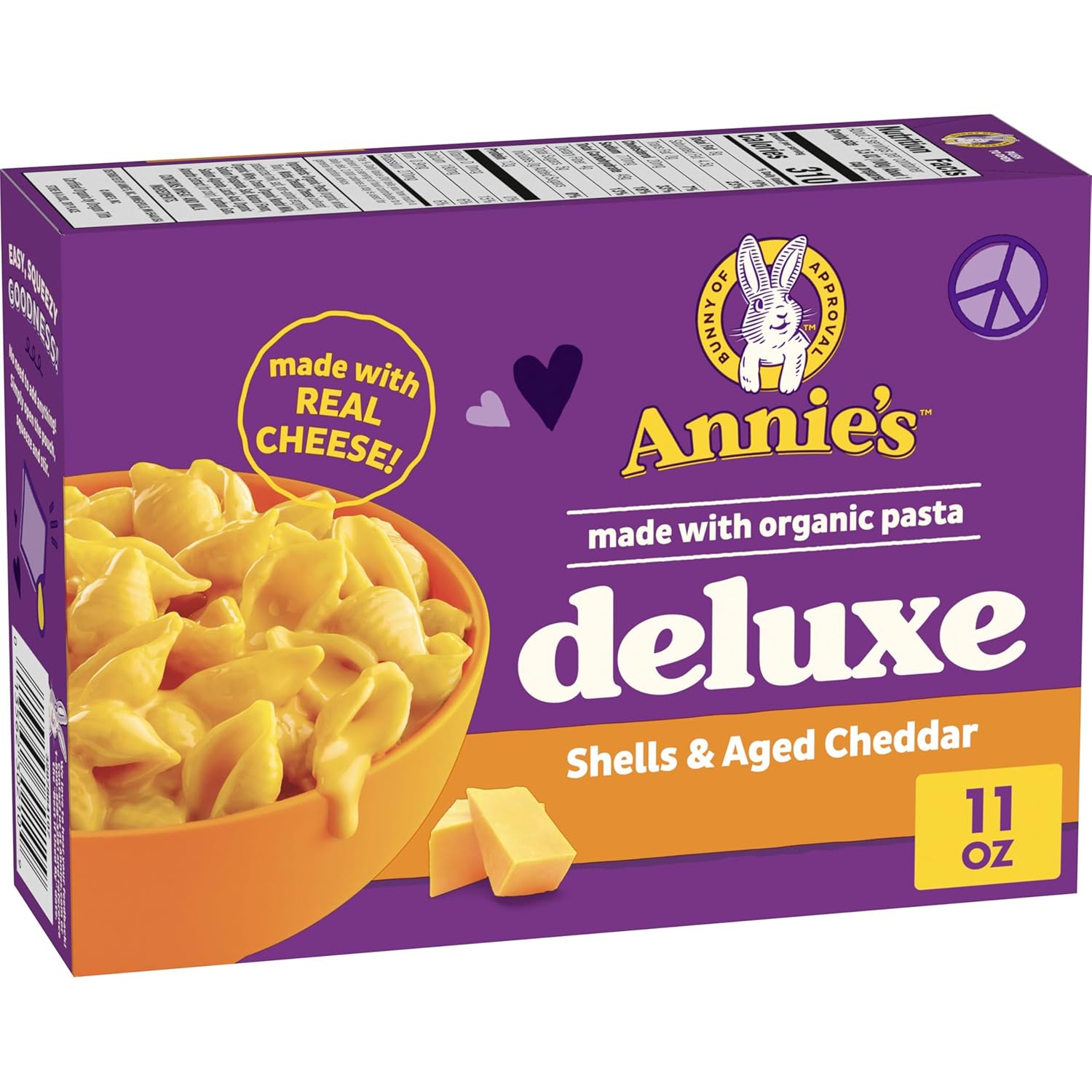 11 oz box with organic wheat flour pasta shells