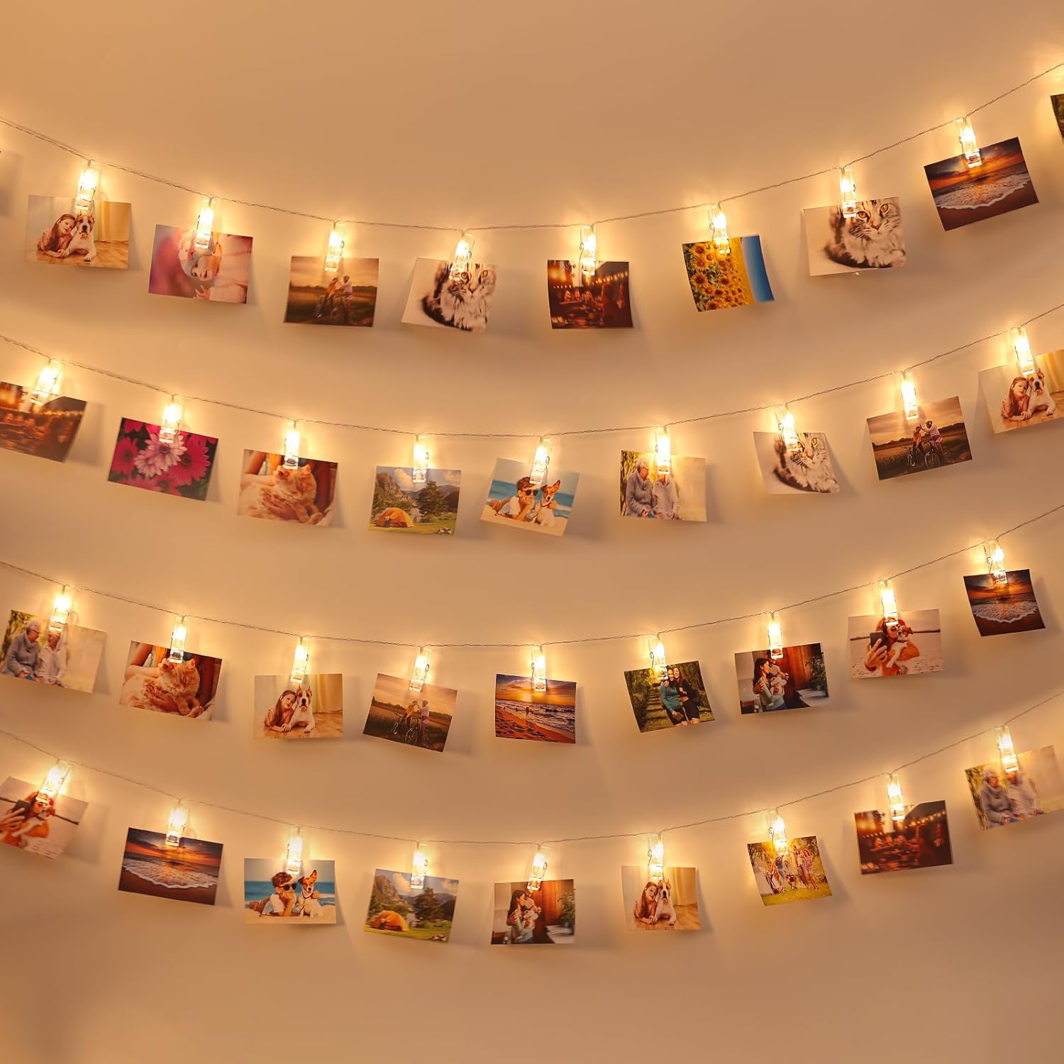 20 led bulbs on a 10 ft. string with 4-inch clip intervals