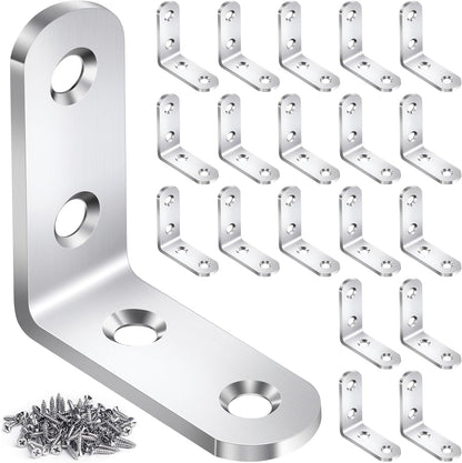 20-piece l bracket set with 80 matching self-tapping screws