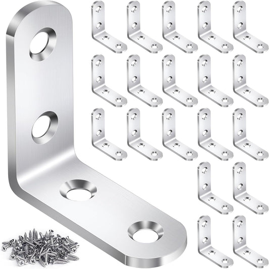 20-piece l bracket set with 80 matching self-tapping screws