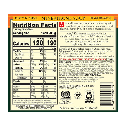 50% reduced sodium compared to regular minestrone