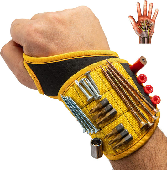 9 neodymium magnets embedded in the strap for strong metal-part retention