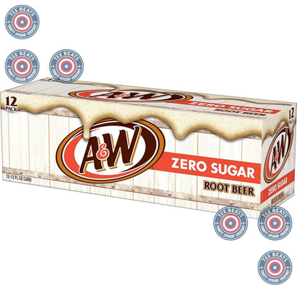 A&W Zero Sugar Root Beer Soda, 12 fl oz cans (12 pack) – Low Calorie Soft Drink for Healthy Lifestyles and Bedtime Treats